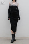 marc le bihan color block off shoulder dress 2869 E23 black/mastic black/mastic
